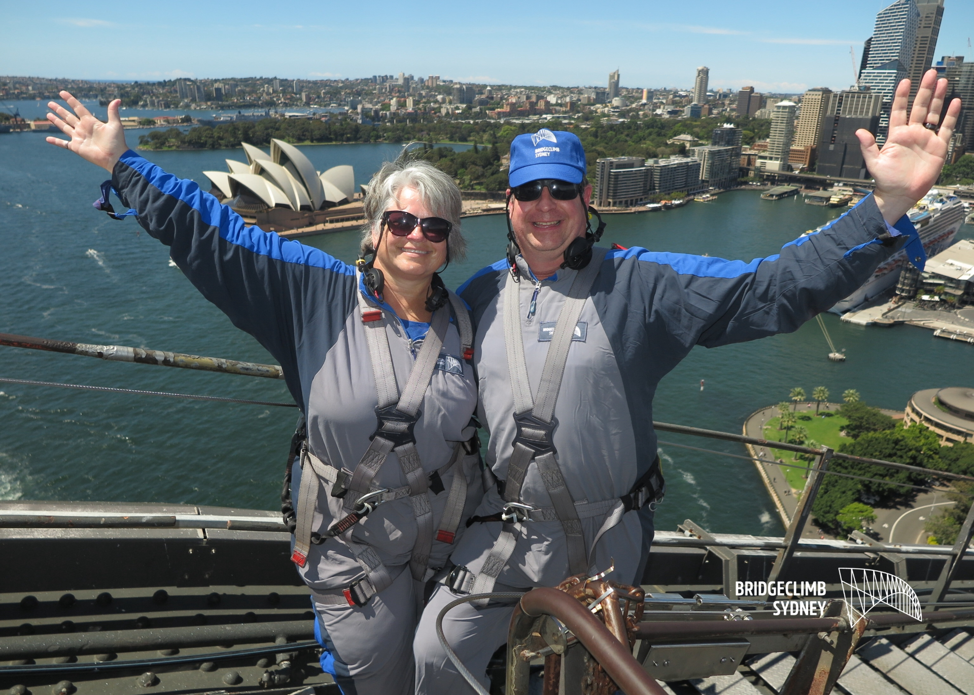 Jen & Steve Maude at the top of the Sydney Harbour Bridge Climb