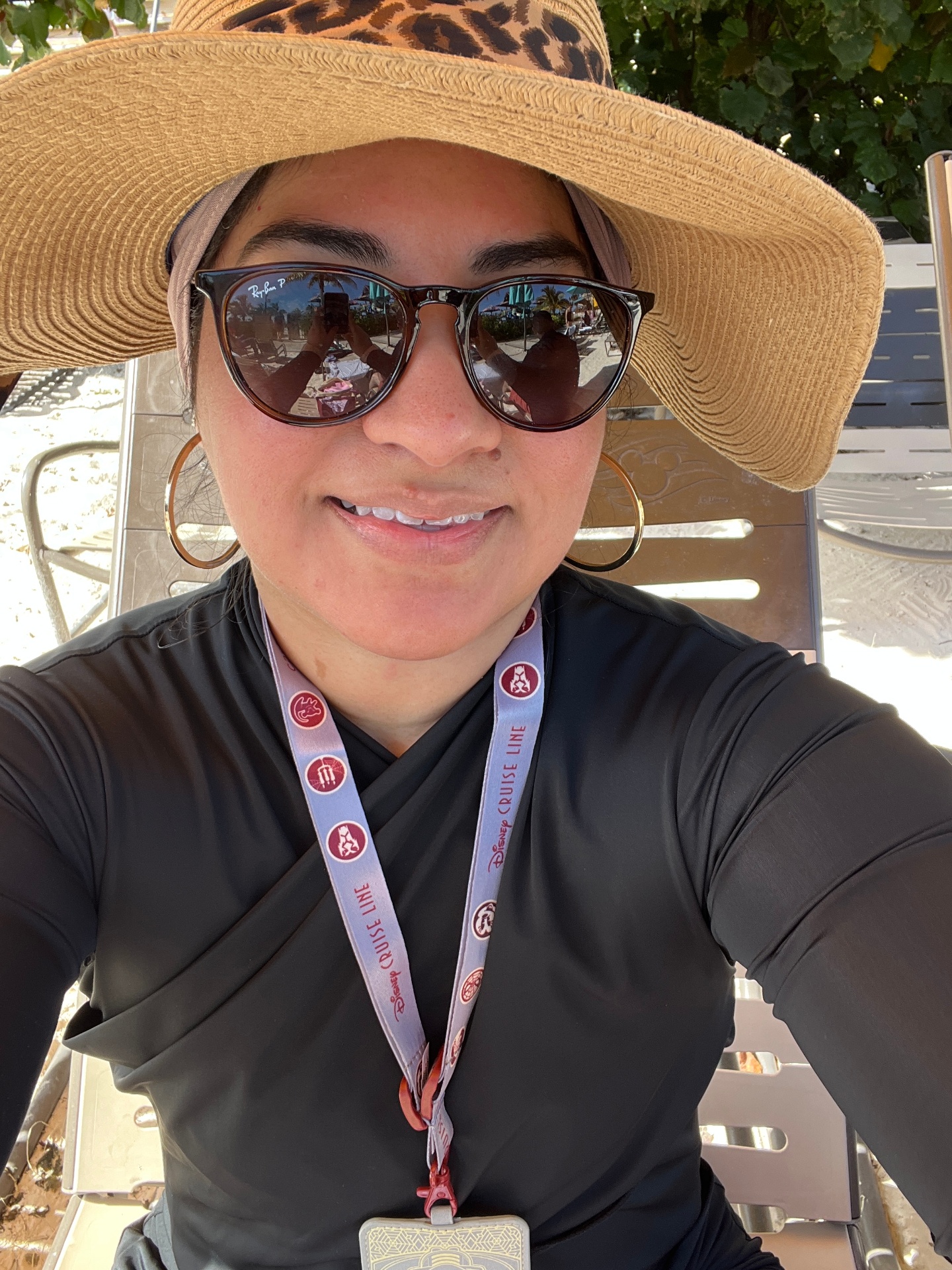 Amera relaxing at a Disney Cruise Line private island destination