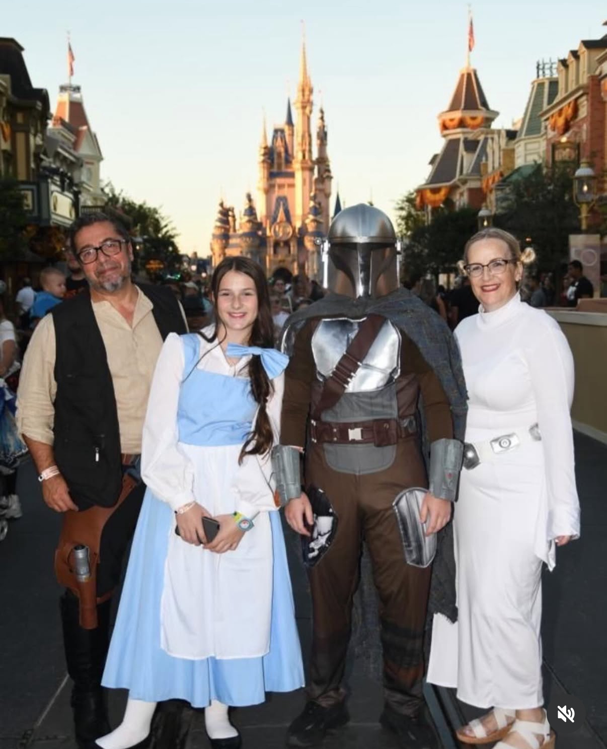 Teresa Mazzotta and her family in costume at Walt Disney World