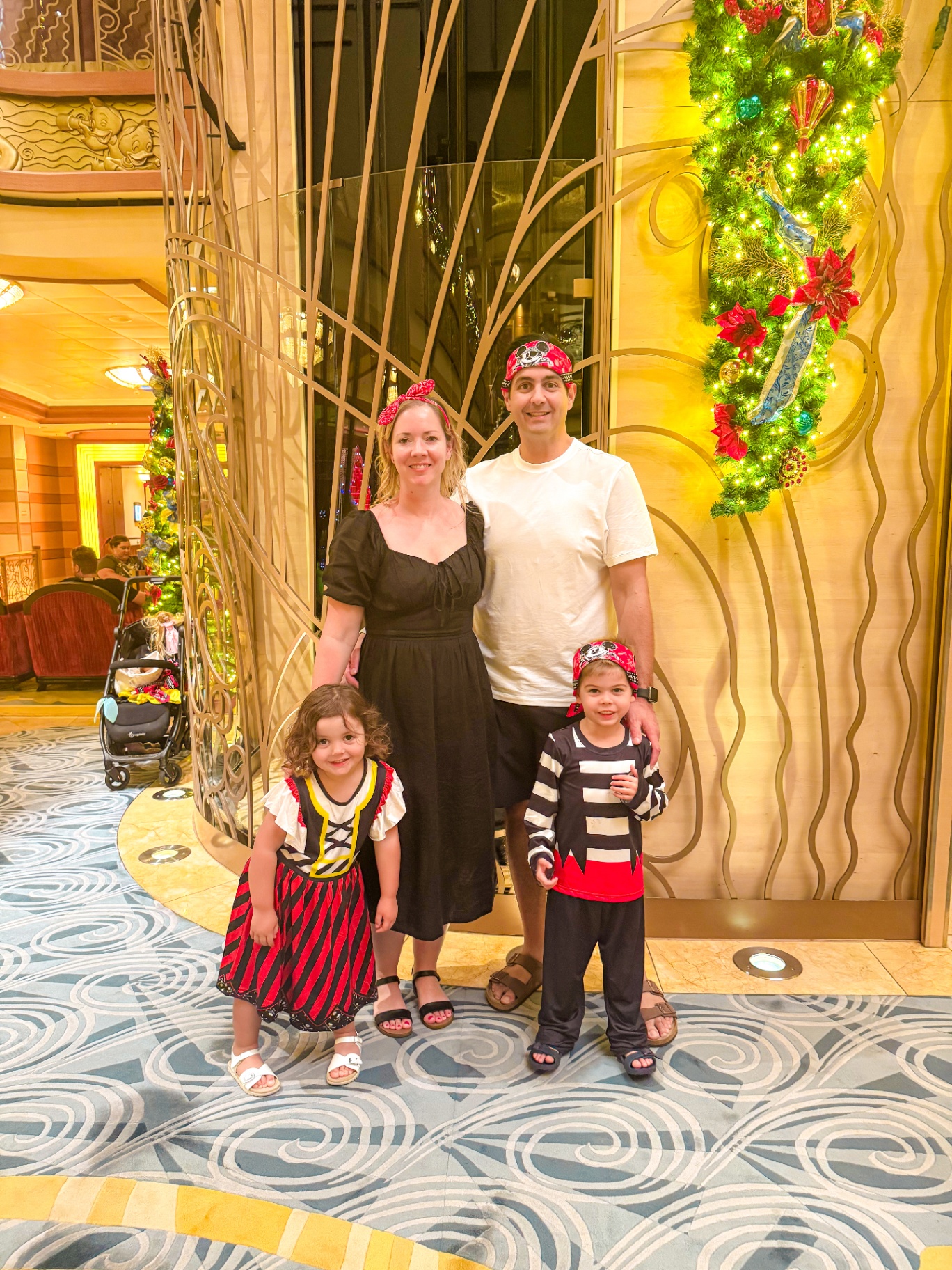 Cheryl Di Natale and her family dressed up for Pirate Night on a Disney cruise