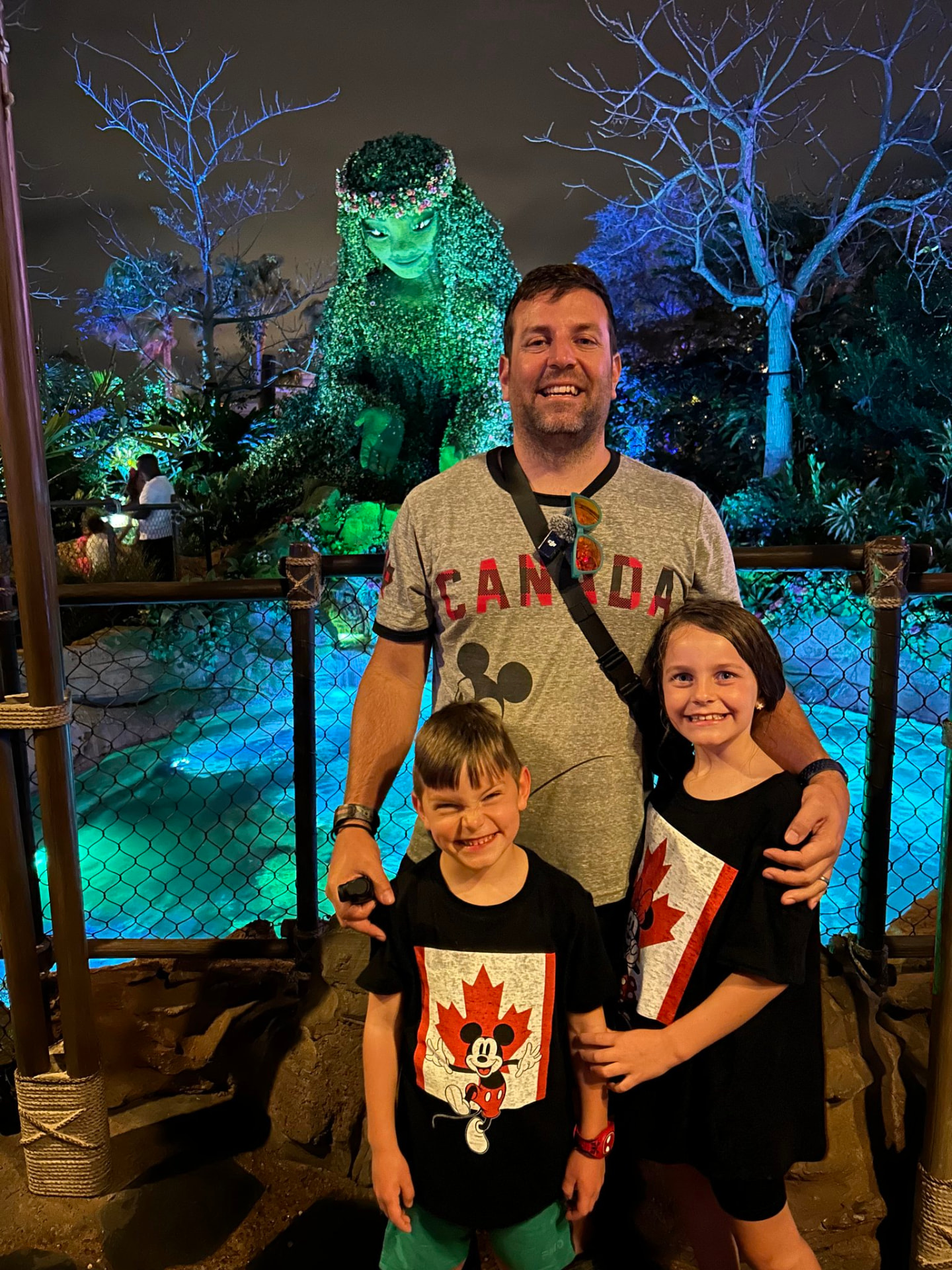 Sean Beauparlant with his children in Pandora at Disney's Animal Kingdom
