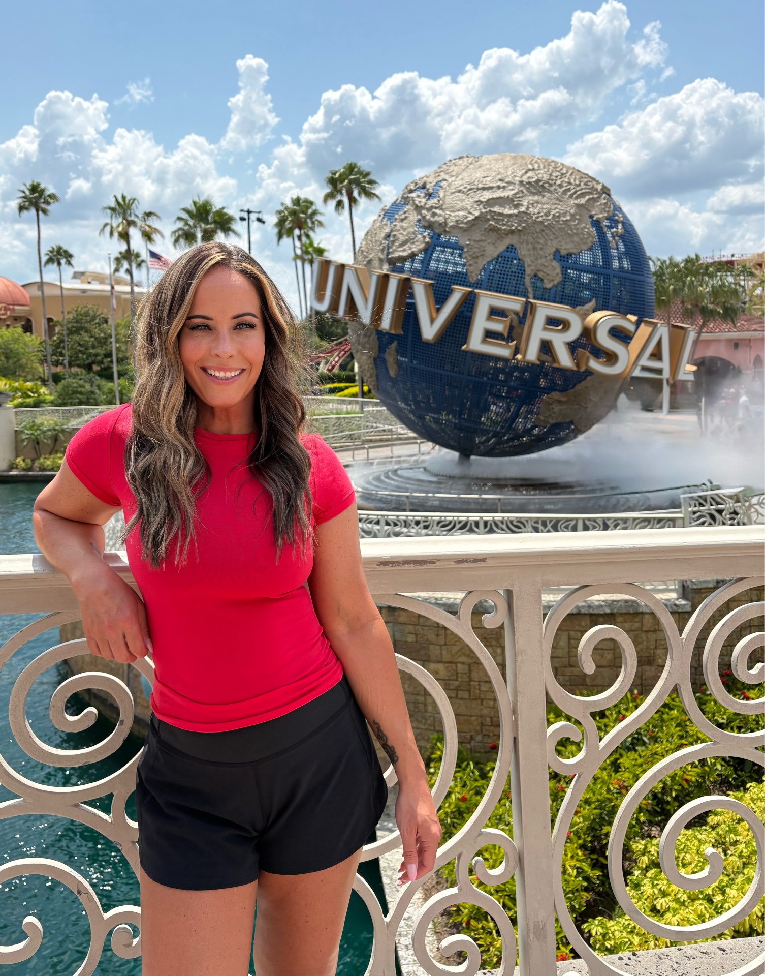 Melissa at the Universal globe at Universal Orlando