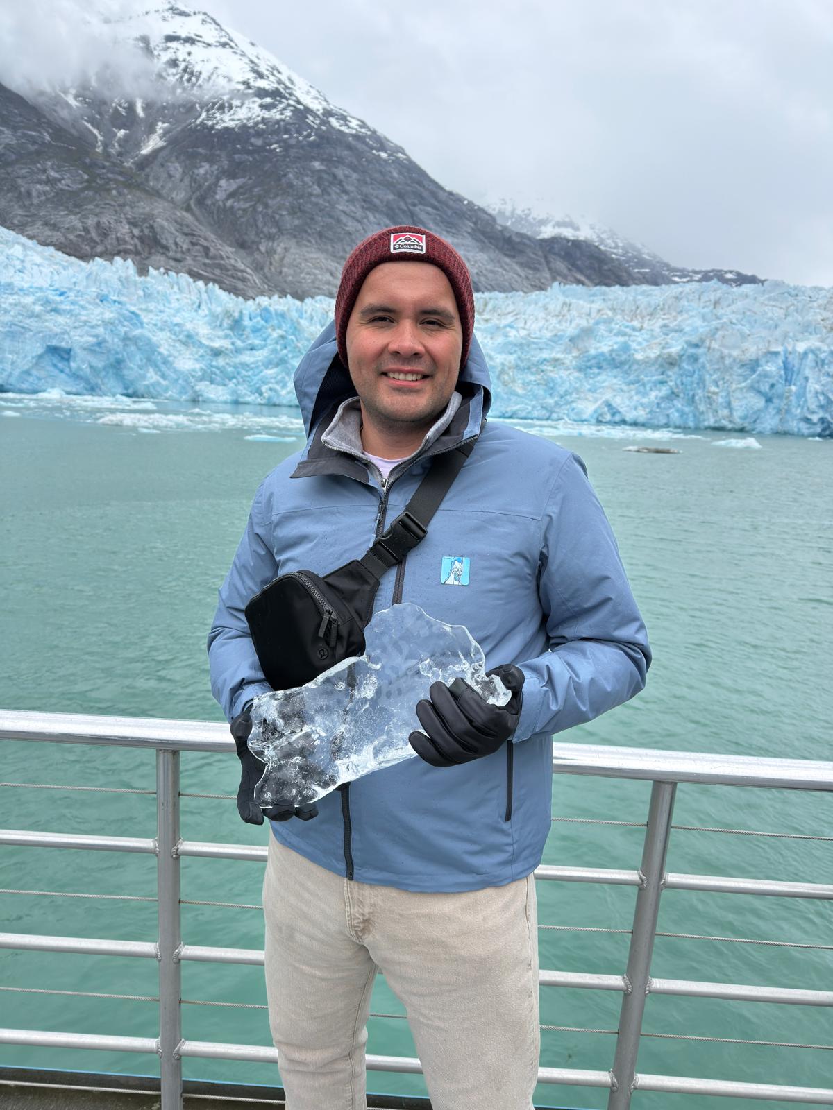 Manuel Suarez Delgado at a glacier in Alaska