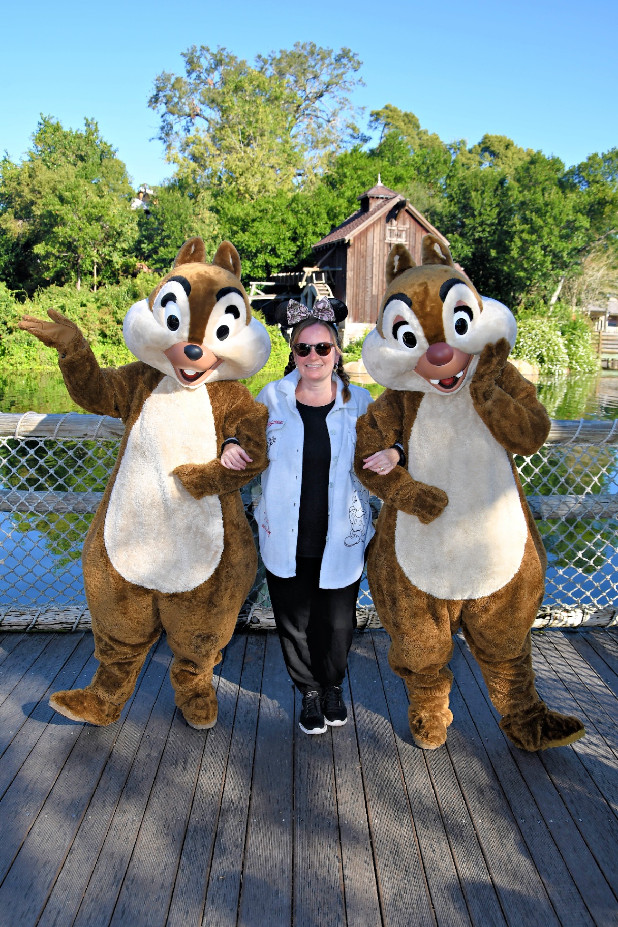 Heather with Chip and Dale at Walt Disney World