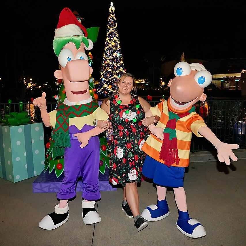 Jen with Phineas and Ferb at Hollywood Studios