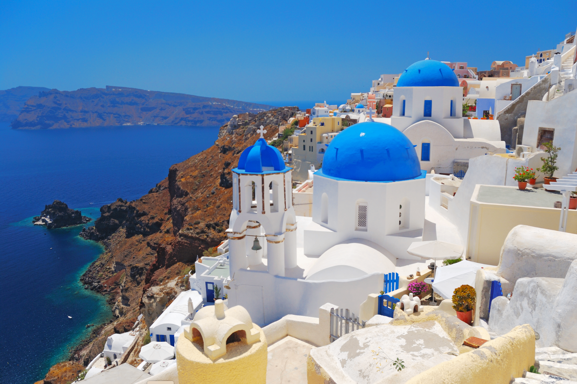 Whitewashed buildings in Santorini, an Adventures by Disney destination